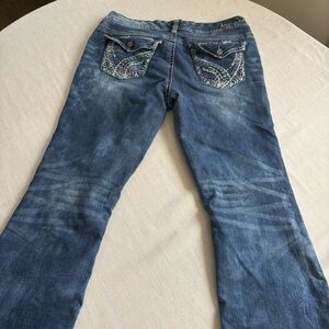 Ariya Jeans Women’s 15/16 Mid Rise Bootcut Y2K Flap Pocket Stretch Denim